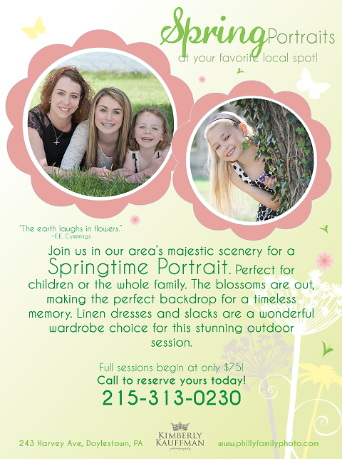 Doylestown family photographer offering outdoor family portrait sessions.  Gift certificates are available.