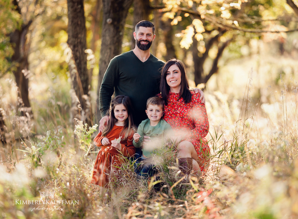 Family portrait at midday in a meadow in Bucks County, PA