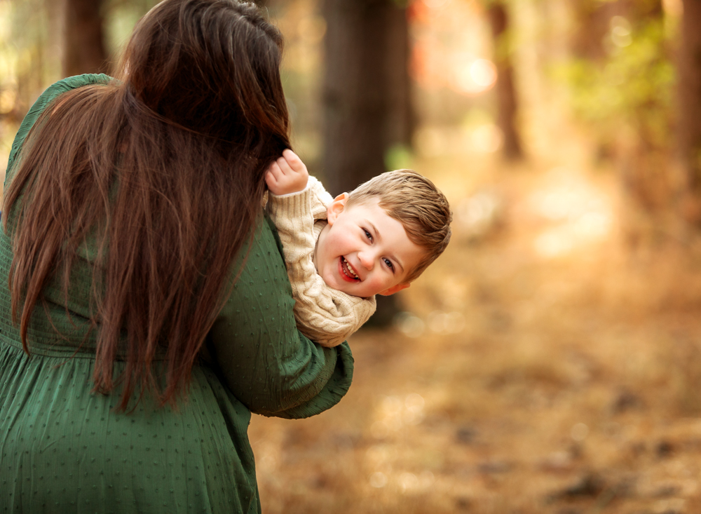 Outdoor family portraits in Bucks County with parent and young child