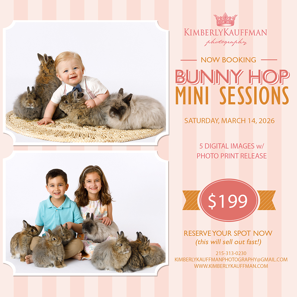 Photo sessions in Doylestown PA for your child with live bunnies